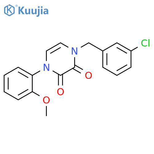 1-(3-chlorophenyl)methyl-4-(2-methoxyphenyl)-1,2,3,4-tetrahydropyrazine-2,3-dione structure