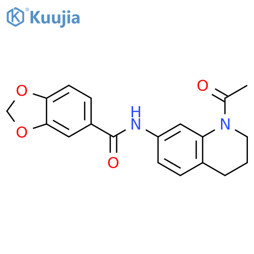 N-(1-acetyl-1,2,3,4-tetrahydroquinolin-7-yl)-2H-1,3-benzodioxole-5-carboxamide structure