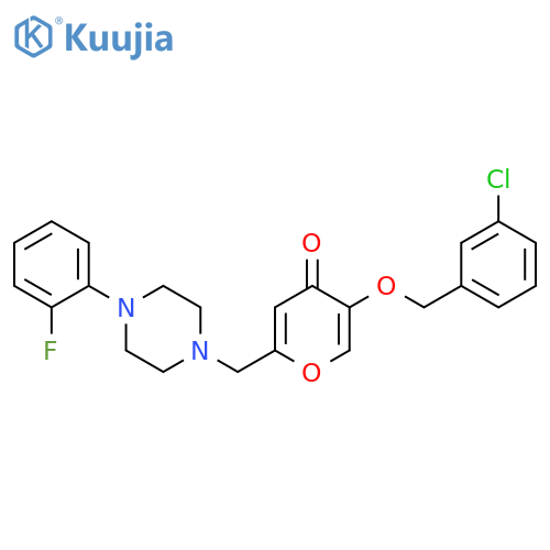 5-(3-chlorophenyl)methoxy-2-{4-(2-fluorophenyl)piperazin-1-ylmethyl}-4H-pyran-4-one structure