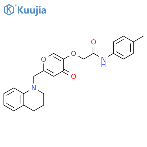 N-(4-methylphenyl)-2-({4-oxo-6-(1,2,3,4-tetrahydroquinolin-1-yl)methyl-4H-pyran-3-yl}oxy)acetamide structure