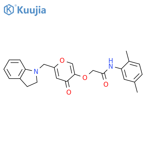 2-({6-(2,3-dihydro-1H-indol-1-yl)methyl-4-oxo-4H-pyran-3-yl}oxy)-N-(2,5-dimethylphenyl)acetamide structure