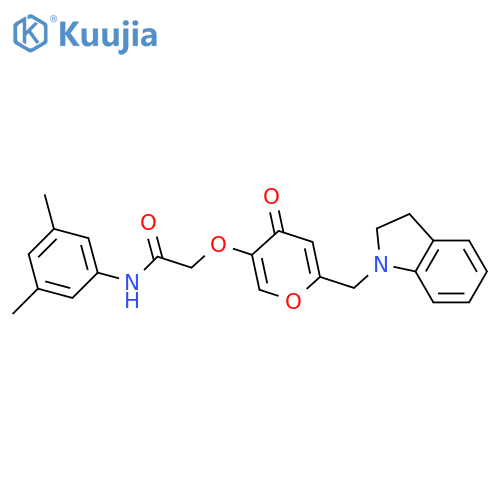 2-({6-(2,3-dihydro-1H-indol-1-yl)methyl-4-oxo-4H-pyran-3-yl}oxy)-N-(3,5-dimethylphenyl)acetamide structure