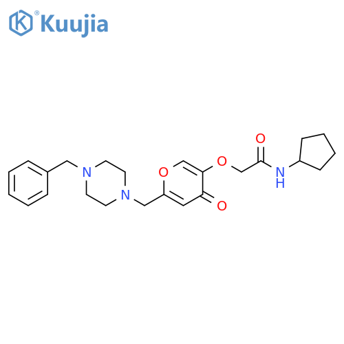 2-({6-(4-benzylpiperazin-1-yl)methyl-4-oxo-4H-pyran-3-yl}oxy)-N-cyclopentylacetamide structure