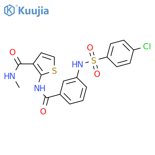 2-3-(4-chlorobenzenesulfonamido)benzamido-N-methylthiophene-3-carboxamide structure