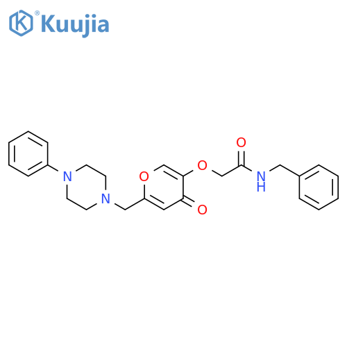 N-benzyl-2-({4-oxo-6-(4-phenylpiperazin-1-yl)methyl-4H-pyran-3-yl}oxy)acetamide structure