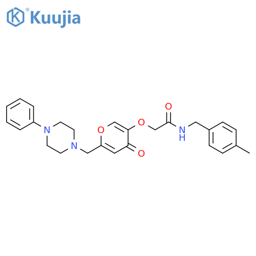 N-(4-methylphenyl)methyl-2-({4-oxo-6-(4-phenylpiperazin-1-yl)methyl-4H-pyran-3-yl}oxy)acetamide structure