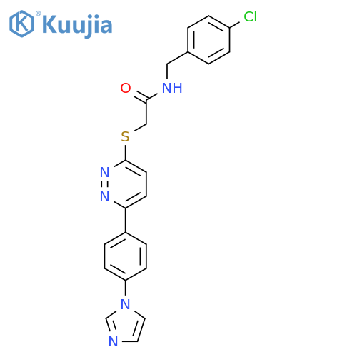 N-(4-chlorophenyl)methyl-2-({6-4-(1H-imidazol-1-yl)phenylpyridazin-3-yl}sulfanyl)acetamide structure