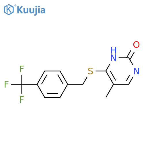5-methyl-4-({4-(trifluoromethyl)phenylmethyl}sulfanyl)-1,2-dihydropyrimidin-2-one structure