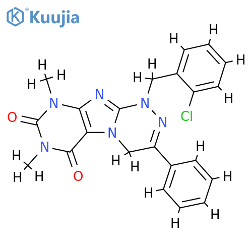 1-(2-chlorophenyl)methyl-7,9-dimethyl-3-phenyl-1H,4H,6H,7H,8H,9H-1,2,4triazino4,3-gpurine-6,8-dione structure
