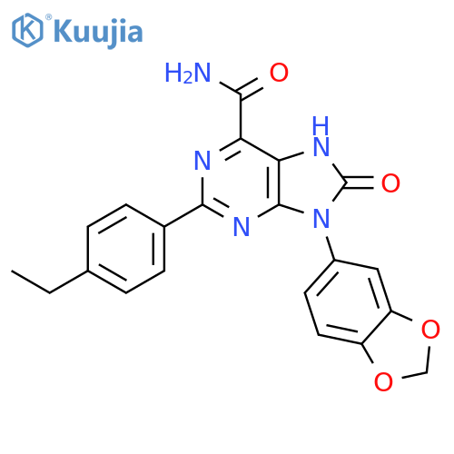 9-(2H-1,3-benzodioxol-5-yl)-2-(4-ethylphenyl)-8-oxo-8,9-dihydro-7H-purine-6-carboxamide structure