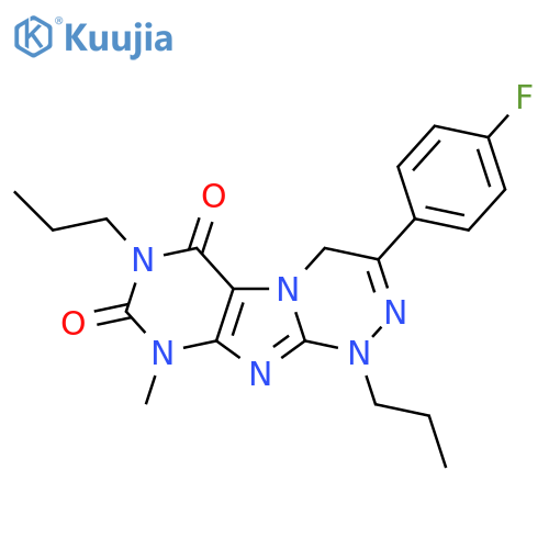 3-(4-fluorophenyl)-9-methyl-1,7-dipropyl-1H,4H,6H,7H,8H,9H-1,2,4triazino4,3-gpurine-6,8-dione structure