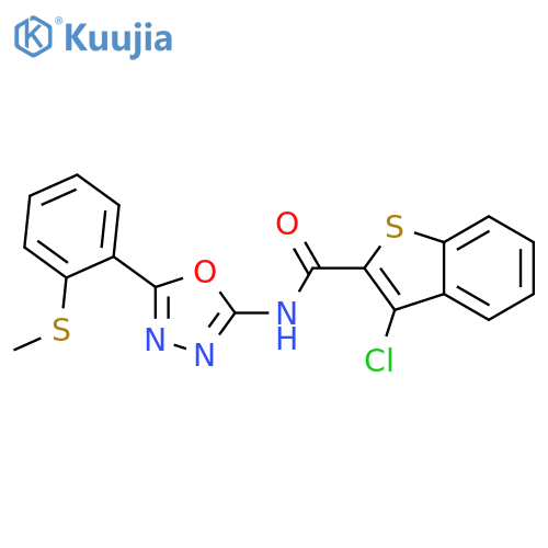 3-chloro-N-{5-2-(methylsulfanyl)phenyl-1,3,4-oxadiazol-2-yl}-1-benzothiophene-2-carboxamide structure