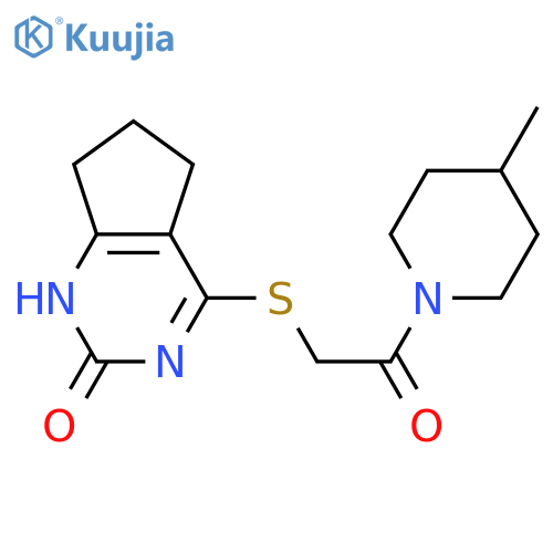 4-{2-(4-methylpiperidin-1-yl)-2-oxoethylsulfanyl}-1H,2H,5H,6H,7H-cyclopentadpyrimidin-2-one structure