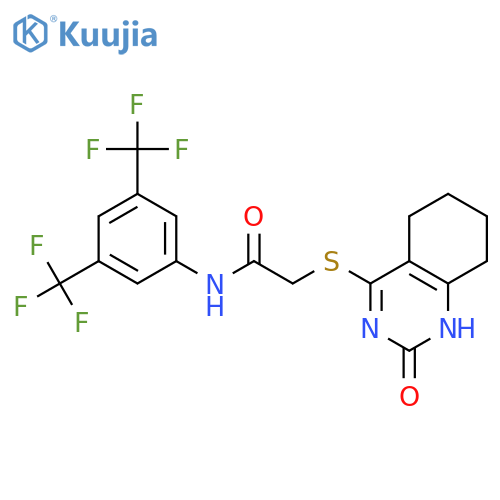 N-3,5-bis(trifluoromethyl)phenyl-2-(2-oxo-1,2,5,6,7,8-hexahydroquinazolin-4-yl)sulfanylacetamide structure