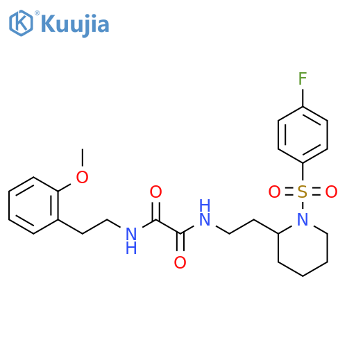 N-{2-1-(4-fluorobenzenesulfonyl)piperidin-2-ylethyl}-N'-2-(2-methoxyphenyl)ethylethanediamide structure