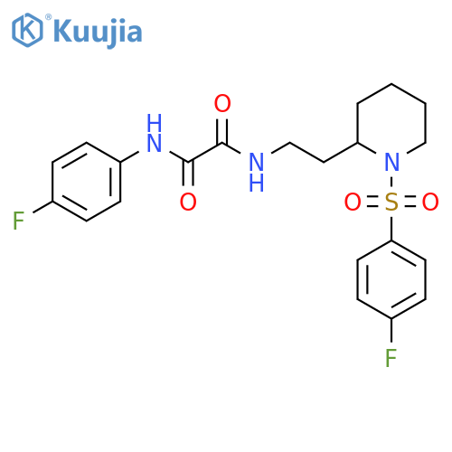 N-{2-1-(4-fluorobenzenesulfonyl)piperidin-2-ylethyl}-N'-(4-fluorophenyl)ethanediamide structure