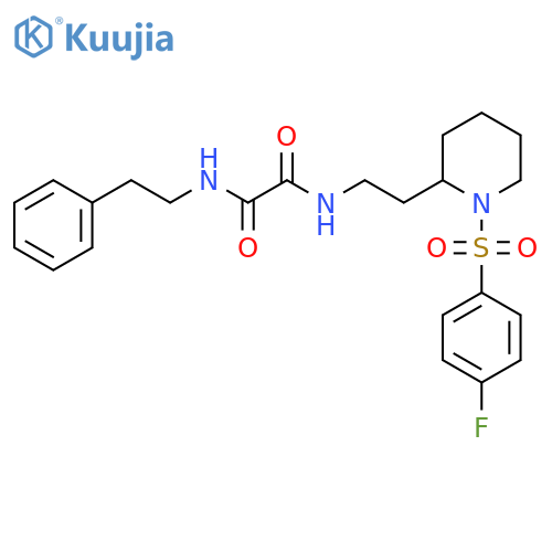 N-{2-1-(4-fluorobenzenesulfonyl)piperidin-2-ylethyl}-N'-(2-phenylethyl)ethanediamide structure