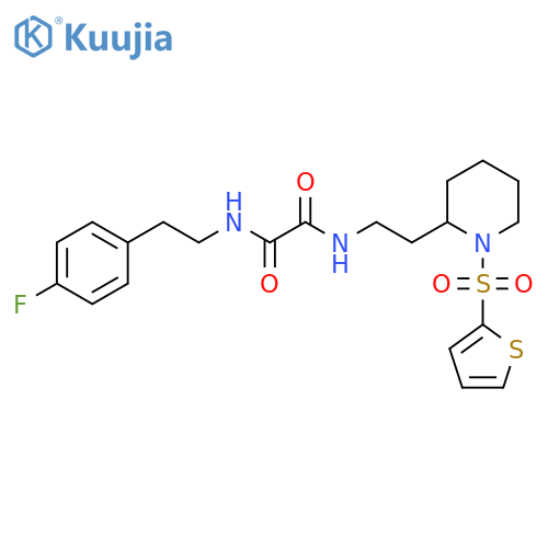 N'-2-(4-fluorophenyl)ethyl-N-{2-1-(thiophene-2-sulfonyl)piperidin-2-ylethyl}ethanediamide structure