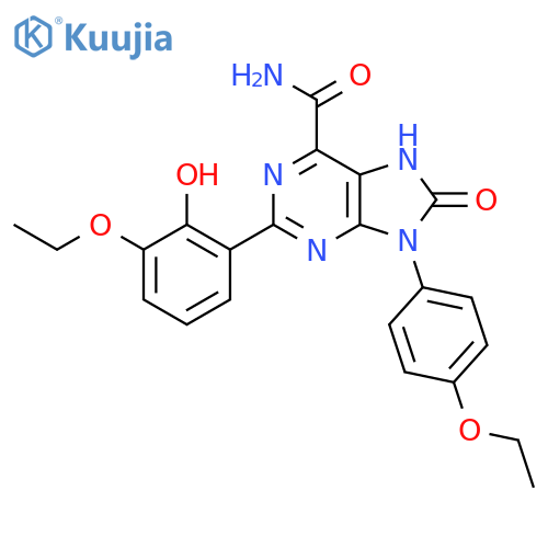 2-(3-ethoxy-2-hydroxyphenyl)-9-(4-ethoxyphenyl)-8-oxo-8,9-dihydro-7H-purine-6-carboxamide structure