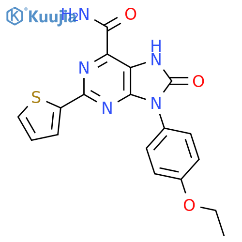 9-(4-ethoxyphenyl)-8-oxo-2-(thiophen-2-yl)-8,9-dihydro-7H-purine-6-carboxamide structure