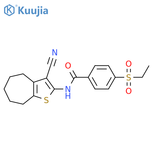 N-{3-cyano-4H,5H,6H,7H,8H-cycloheptabthiophen-2-yl}-4-(ethanesulfonyl)benzamide structure