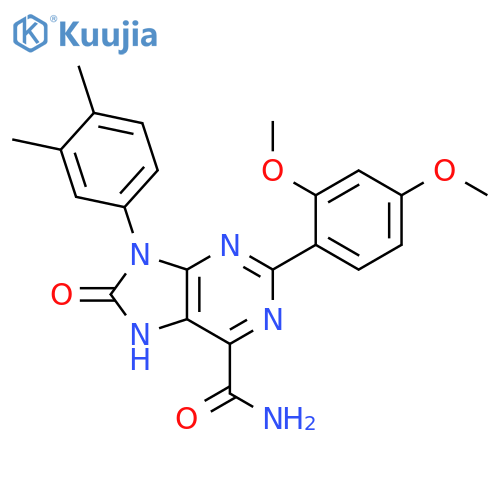 2-(2,4-dimethoxyphenyl)-9-(3,4-dimethylphenyl)-8-oxo-8,9-dihydro-7H-purine-6-carboxamide structure