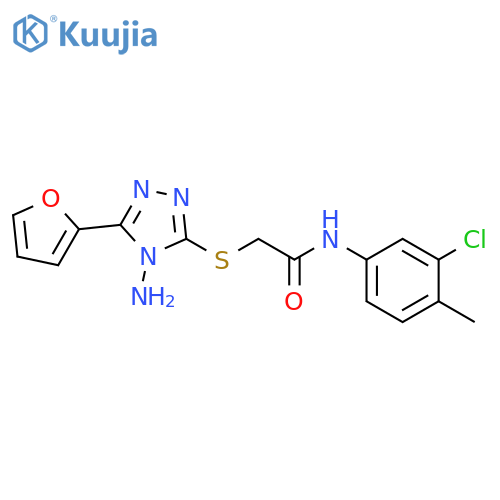 2-{4-amino-5-(furan-2-yl)-4H-1,2,4-triazol-3-ylsulfanyl}-N-(3-chloro-4-methylphenyl)acetamide structure
