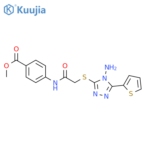 methyl 4-(2-{4-amino-5-(thiophen-2-yl)-4H-1,2,4-triazol-3-ylsulfanyl}acetamido)benzoate structure