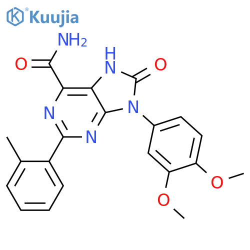 9-(3,4-dimethoxyphenyl)-2-(2-methylphenyl)-8-oxo-8,9-dihydro-7H-purine-6-carboxamide structure
