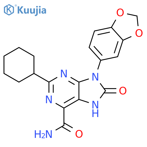 9-(2H-1,3-benzodioxol-5-yl)-2-cyclohexyl-8-oxo-8,9-dihydro-7H-purine-6-carboxamide structure
