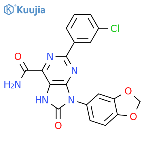 9-(2H-1,3-benzodioxol-5-yl)-2-(3-chlorophenyl)-8-oxo-8,9-dihydro-7H-purine-6-carboxamide structure