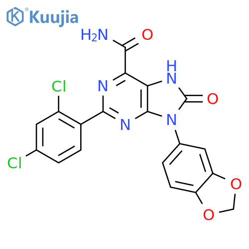 9-(2H-1,3-benzodioxol-5-yl)-2-(2,4-dichlorophenyl)-8-oxo-8,9-dihydro-7H-purine-6-carboxamide structure