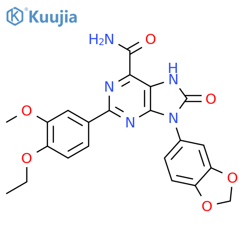 9-(2H-1,3-benzodioxol-5-yl)-2-(4-ethoxy-3-methoxyphenyl)-8-oxo-8,9-dihydro-7H-purine-6-carboxamide structure