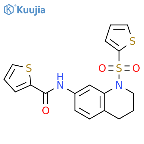 N-1-(thiophene-2-sulfonyl)-1,2,3,4-tetrahydroquinolin-7-ylthiophene-2-carboxamide structure