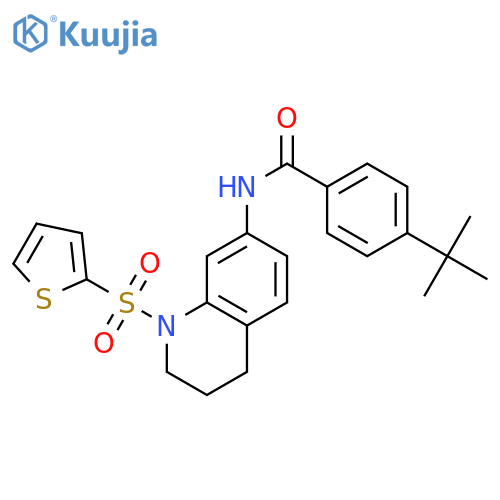 4-tert-butyl-N-1-(thiophene-2-sulfonyl)-1,2,3,4-tetrahydroquinolin-7-ylbenzamide structure