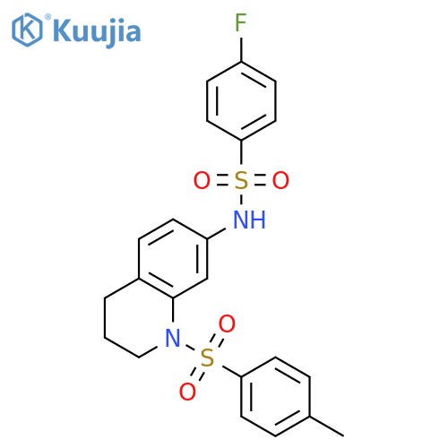 4-fluoro-N-1-(4-methylbenzenesulfonyl)-1,2,3,4-tetrahydroquinolin-7-ylbenzene-1-sulfonamide structure