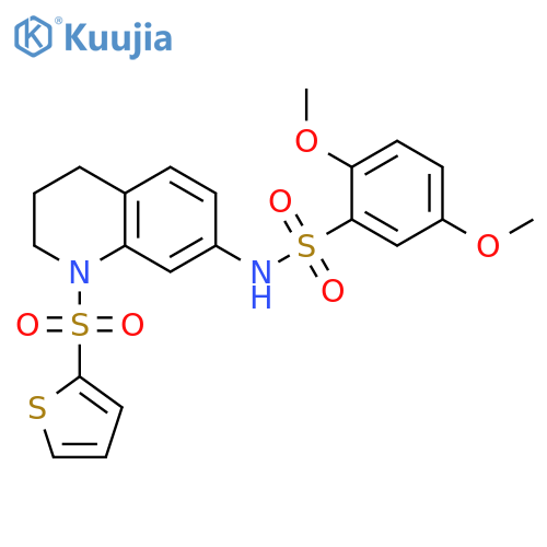 2,5-dimethoxy-N-1-(thiophene-2-sulfonyl)-1,2,3,4-tetrahydroquinolin-7-ylbenzene-1-sulfonamide structure