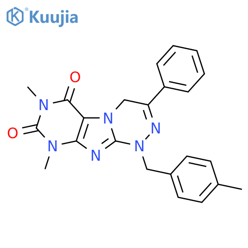 7,9-dimethyl-1-(4-methylphenyl)methyl-3-phenyl-1H,4H,6H,7H,8H,9H-1,2,4triazino4,3-gpurine-6,8-dione structure