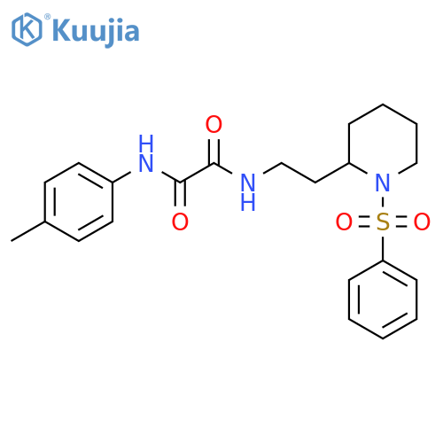 N-{2-1-(benzenesulfonyl)piperidin-2-ylethyl}-N'-(4-methylphenyl)ethanediamide structure