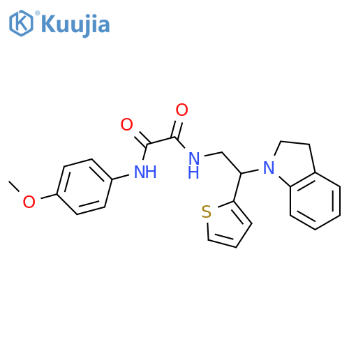 N-2-(2,3-dihydro-1H-indol-1-yl)-2-(thiophen-2-yl)ethyl-N'-(4-methoxyphenyl)ethanediamide structure