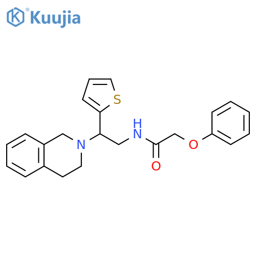 2-phenoxy-N-2-(1,2,3,4-tetrahydroisoquinolin-2-yl)-2-(thiophen-2-yl)ethylacetamide structure