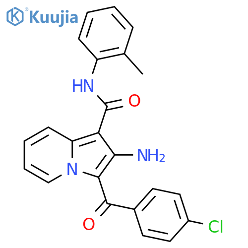 2-amino-3-(4-chlorobenzoyl)-N-(2-methylphenyl)indolizine-1-carboxamide structure