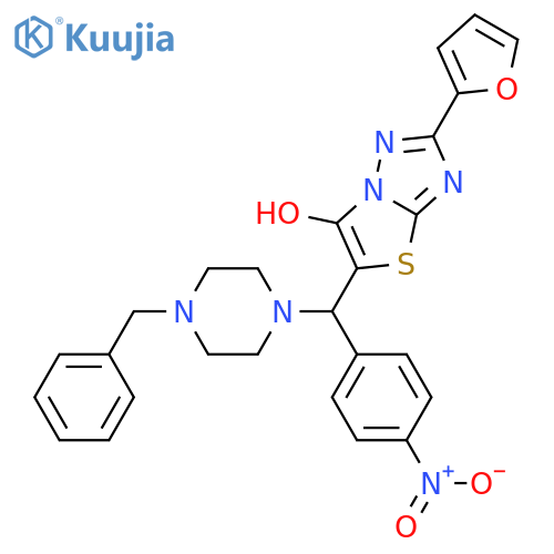 5-(4-benzylpiperazin-1-yl)(4-nitrophenyl)methyl-2-(furan-2-yl)-1,2,4triazolo3,2-b1,3thiazol-6-ol structure