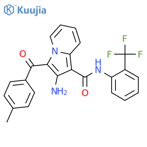 2-amino-3-(4-methylbenzoyl)-N-2-(trifluoromethyl)phenylindolizine-1-carboxamide structure