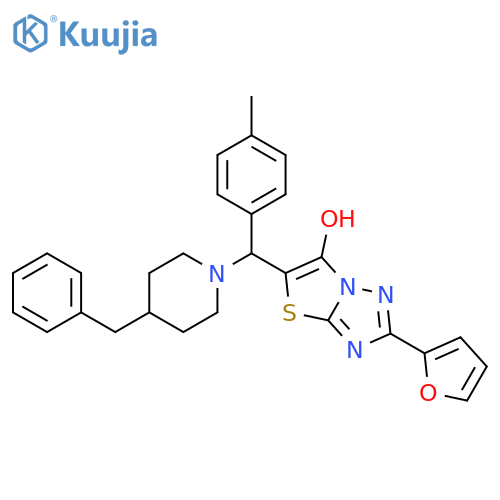 5-(4-benzylpiperidin-1-yl)(4-methylphenyl)methyl-2-(furan-2-yl)-1,2,4triazolo3,2-b1,3thiazol-6-ol structure