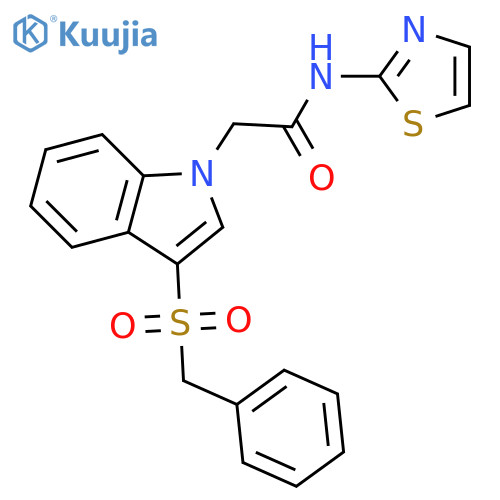 2-(3-phenylmethanesulfonyl-1H-indol-1-yl)-N-(1,3-thiazol-2-yl)acetamide structure