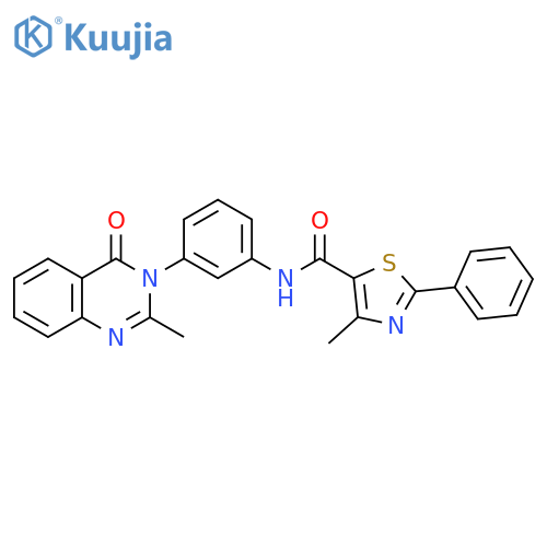 4-methyl-N-3-(2-methyl-4-oxo-3,4-dihydroquinazolin-3-yl)phenyl-2-phenyl-1,3-thiazole-5-carboxamide structure