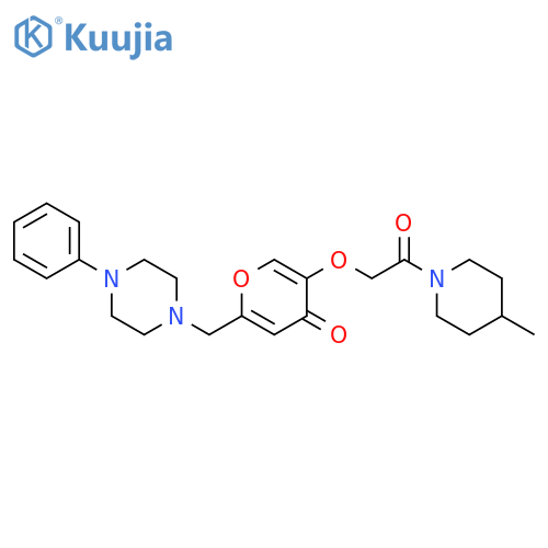 5-2-(4-methylpiperidin-1-yl)-2-oxoethoxy-2-(4-phenylpiperazin-1-yl)methyl-4H-pyran-4-one structure