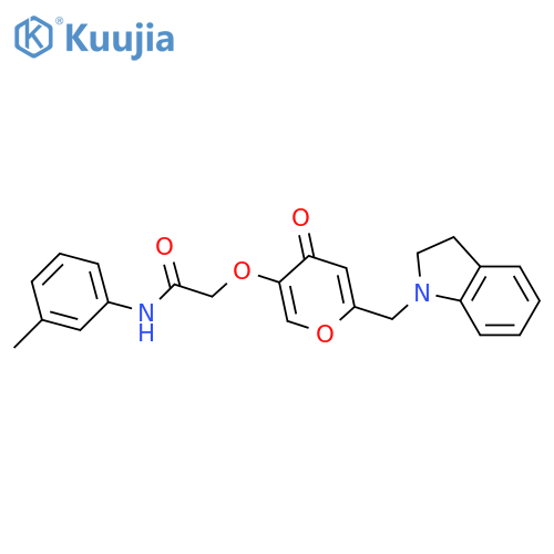 2-({6-(2,3-dihydro-1H-indol-1-yl)methyl-4-oxo-4H-pyran-3-yl}oxy)-N-(3-methylphenyl)acetamide structure