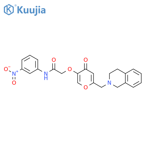 N-(3-nitrophenyl)-2-({4-oxo-6-(1,2,3,4-tetrahydroisoquinolin-2-yl)methyl-4H-pyran-3-yl}oxy)acetamide structure